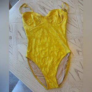 Vintage Gottex Yellow Floral Swimsuit / One Piece Swim